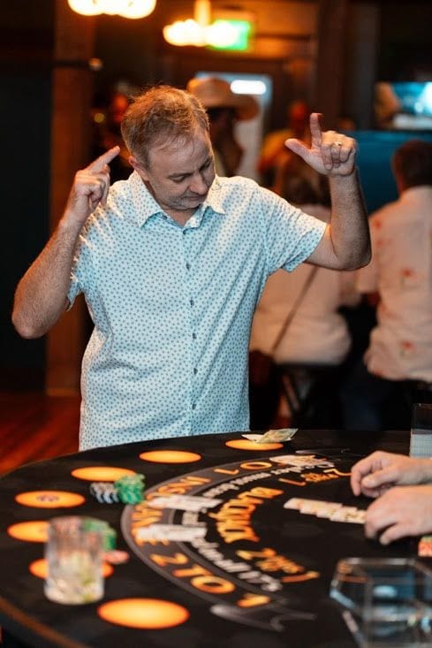 Guest celebrating a blackjack win