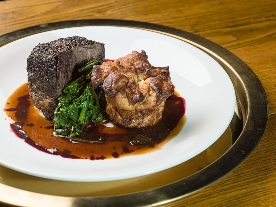 Steak entree at WhiskyWoods